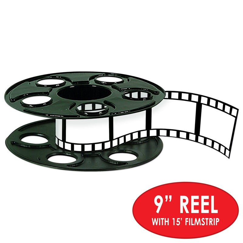 Beistle 2 Piece Awards Night Movie Reel with Filmstrip Centerpiece Red Carpet Hollywood Party Decorations  9"" & 15'  Black/White - Image 3